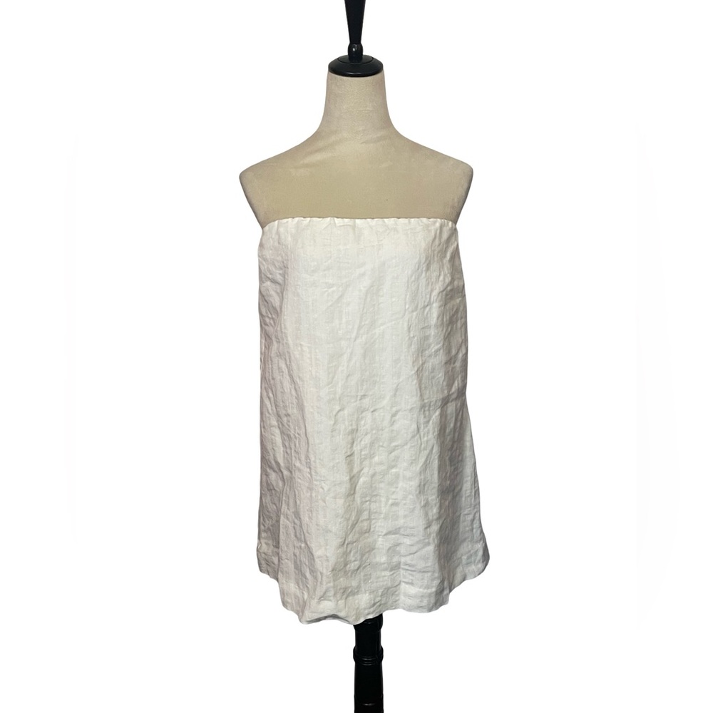 Altar’d State Linen White Strapless Dress